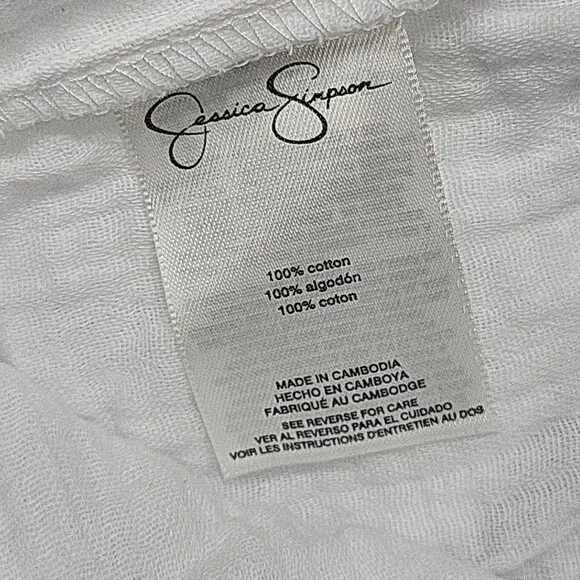 Jessica Simpson Womens Shirt Top Small Size White Button Short Sleeves Gauze - Picture 10 of 11